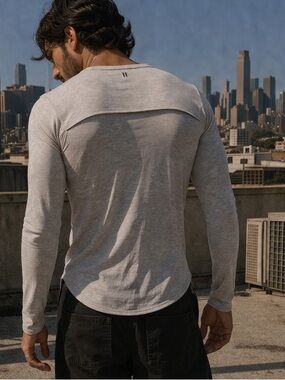 Neil Barrett Fine Knit Tencel Wool Long Sleeve Panel Top (L)